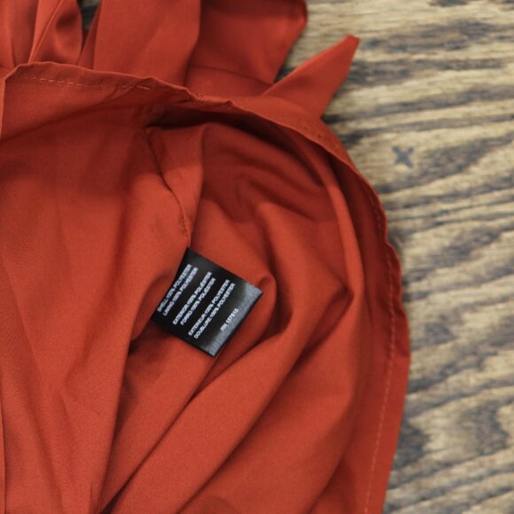 NWT Tahari ASL Collared Long-Sleeve Wrap Dress DEM401-T4 Brick Red Orange 4 - Picture 9 of 9